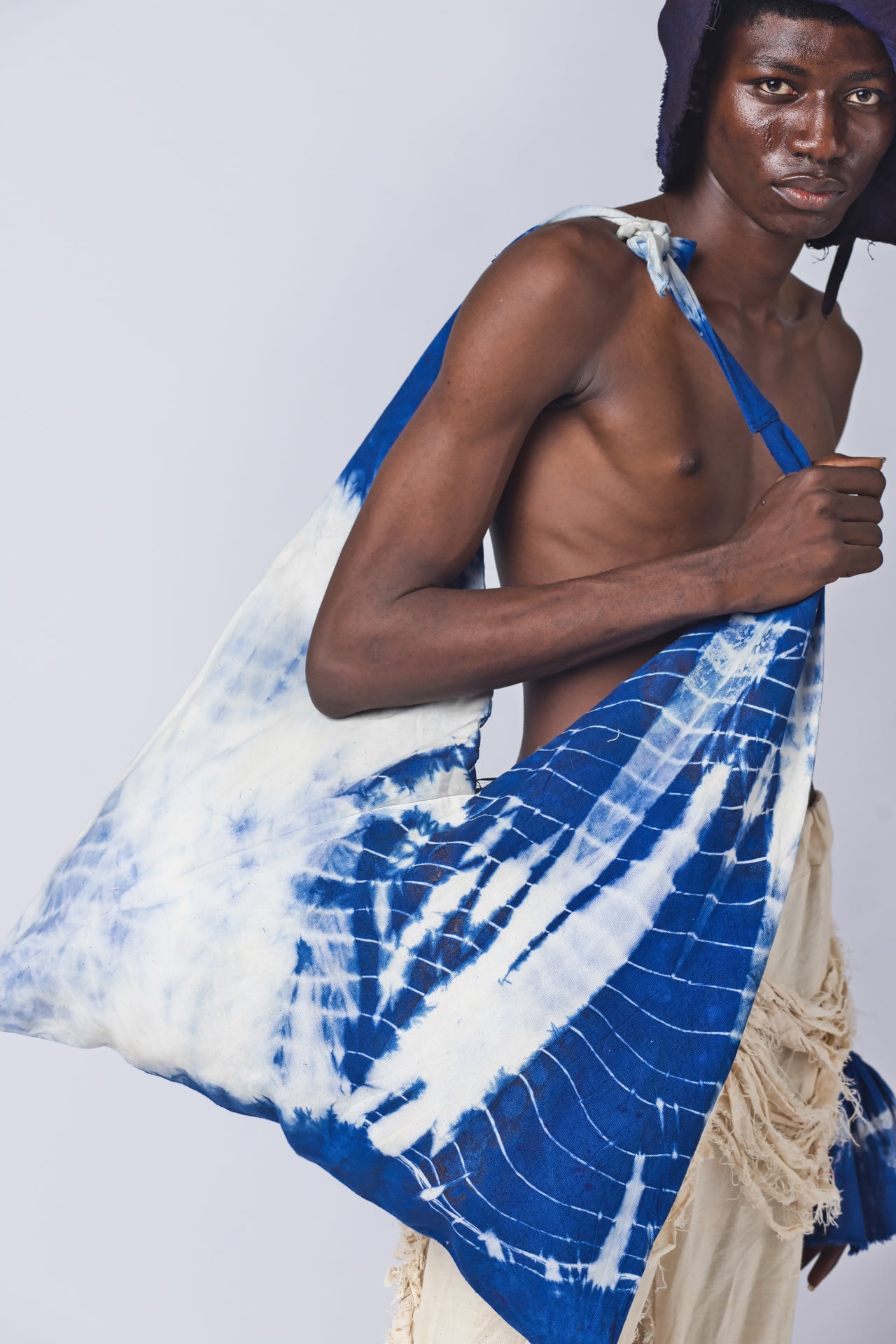 BUP TIE AND DYE ORIGAMI TOTE BAG (LARGE)