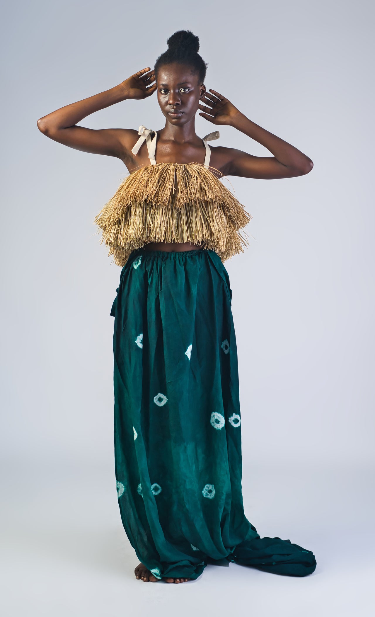 Akom Raffia Square Neckline Sleeveless Top