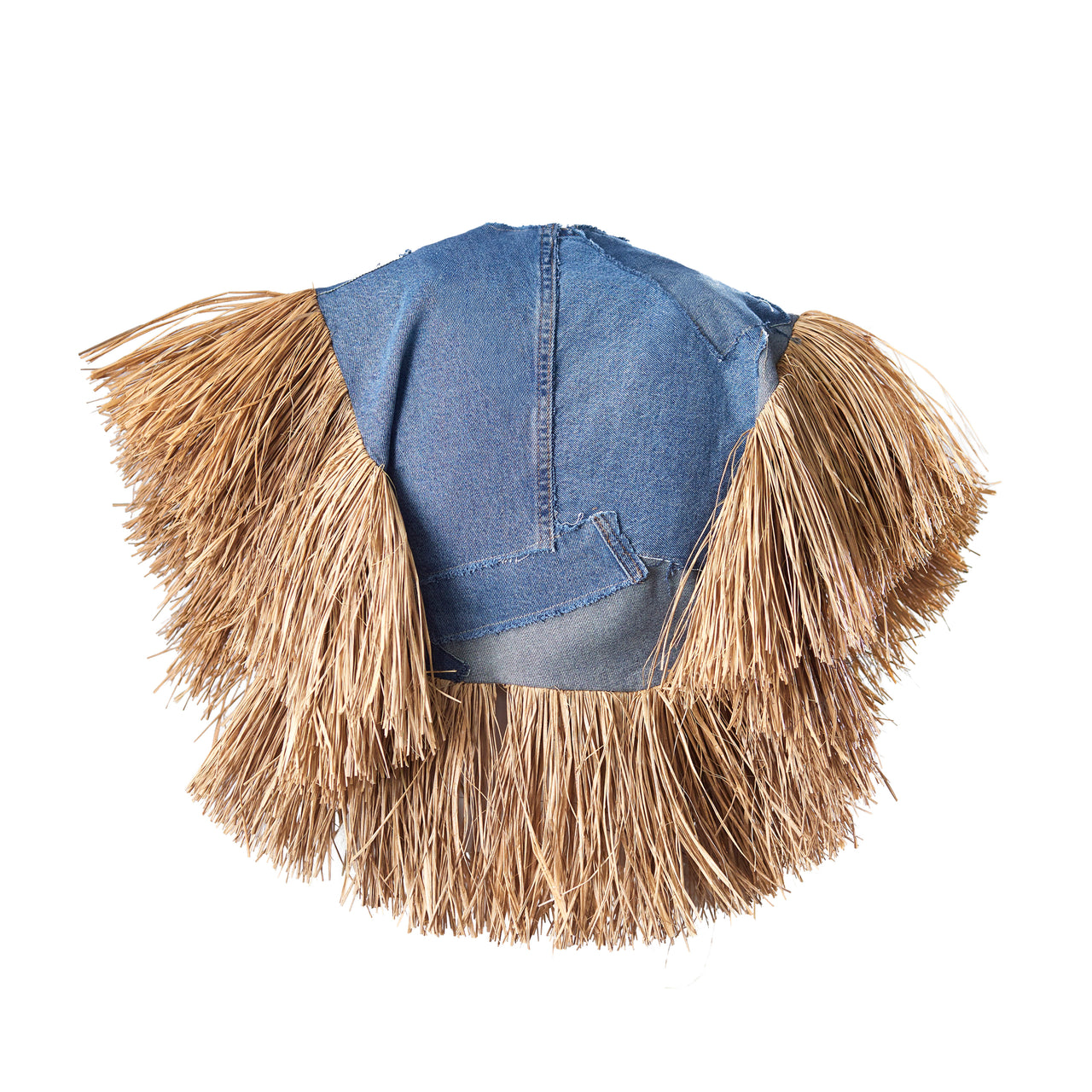 EMÁNA DENIM PATCH RAFFIA TOP