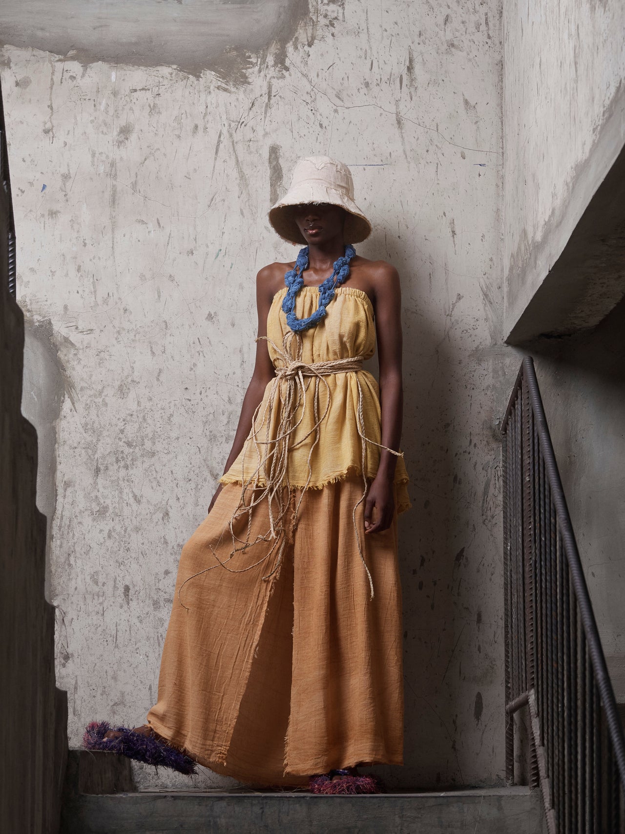 IBOK Raffia Belt Tube Dress
