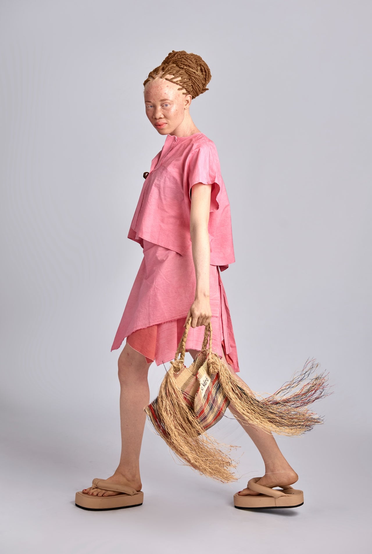 Mmafi Woven Raffia Diamond Tote Bag