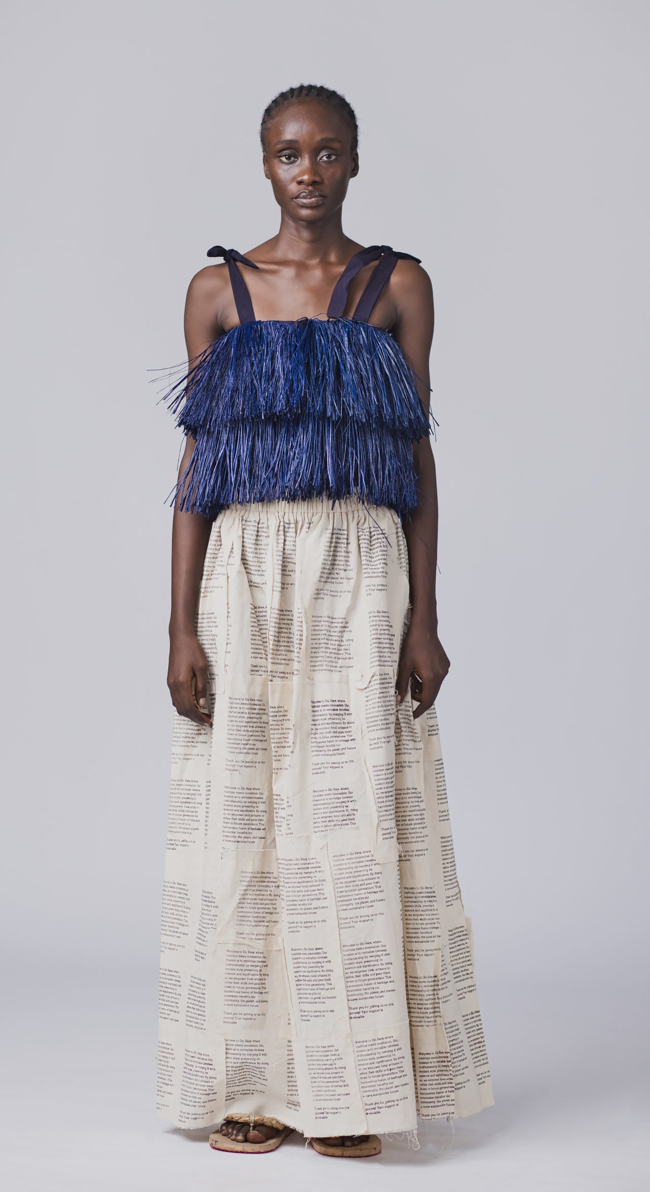 Ruru Double Layer Raffia Square Neckline Sleeveless Top