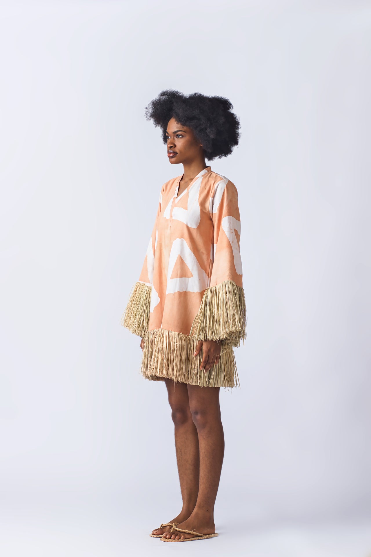 Raffia Doll Mini Dress - Peach