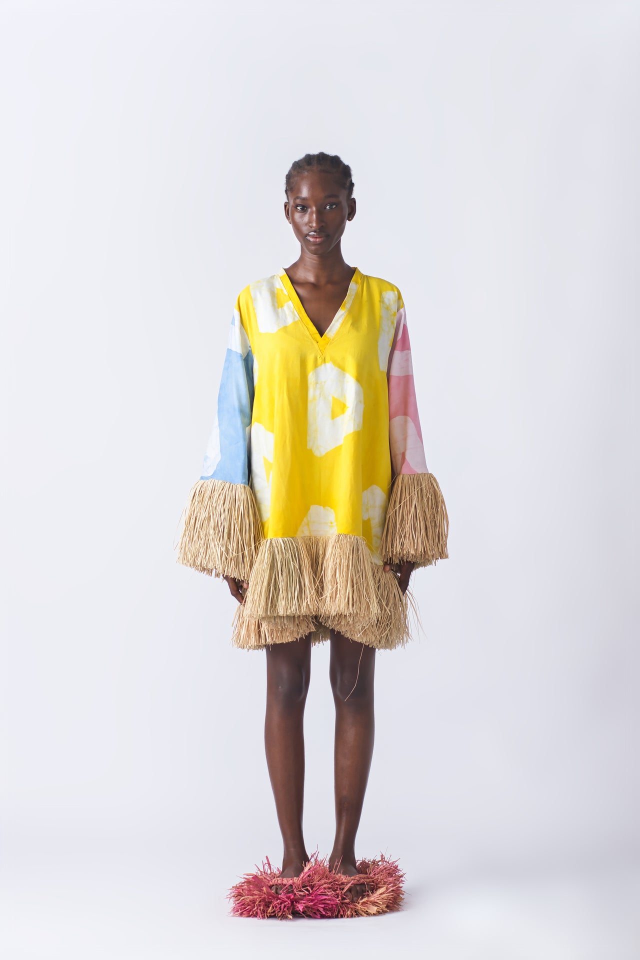 Raffia Doll Mini Dress - Multi