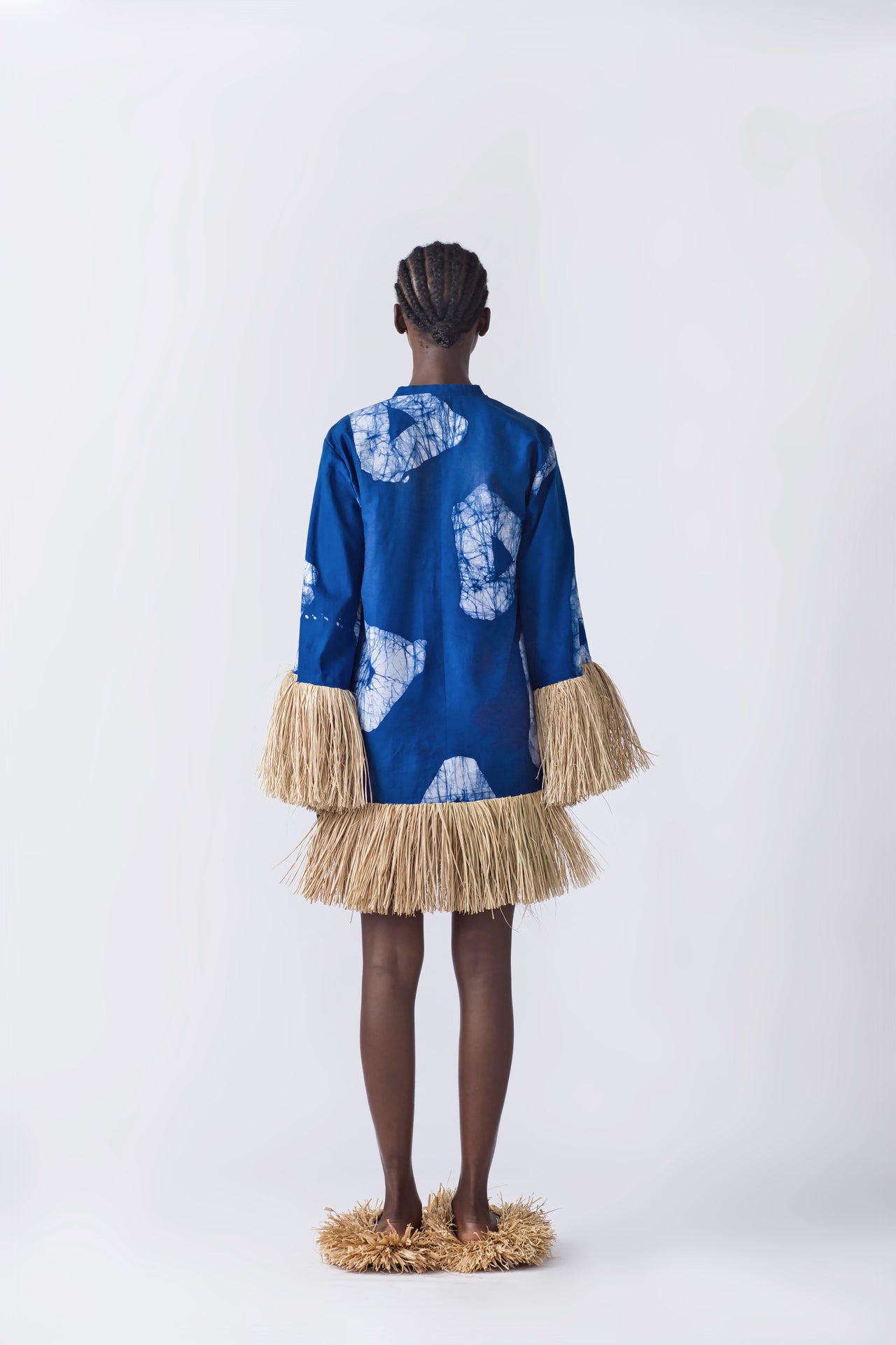 Raffia Doll Mini Dress - Dark Blue