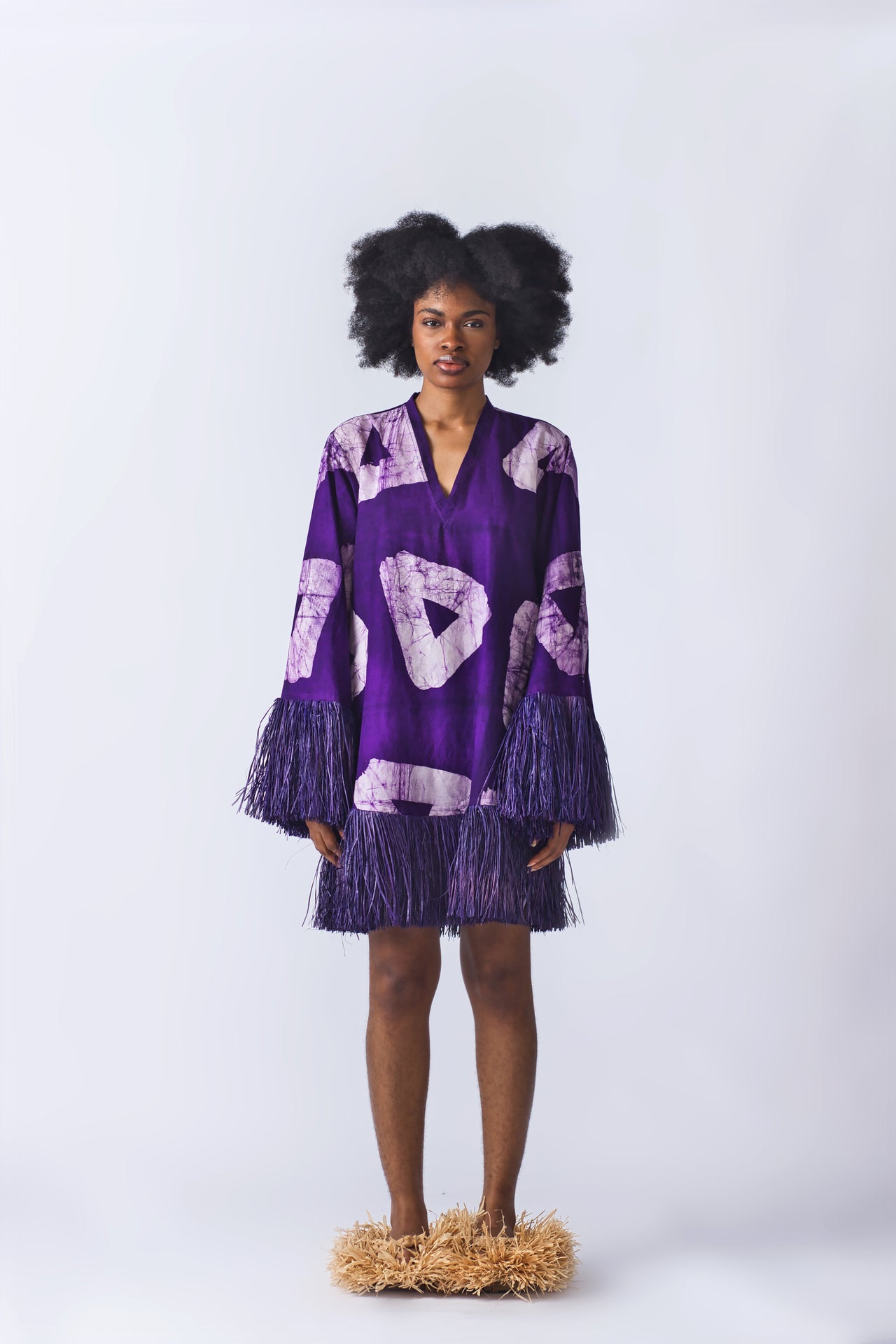 Raffia Doll Mini Dress - Purple