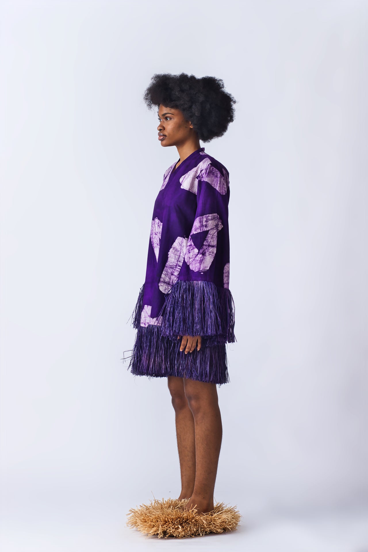 Raffia Doll Mini Dress - Purple