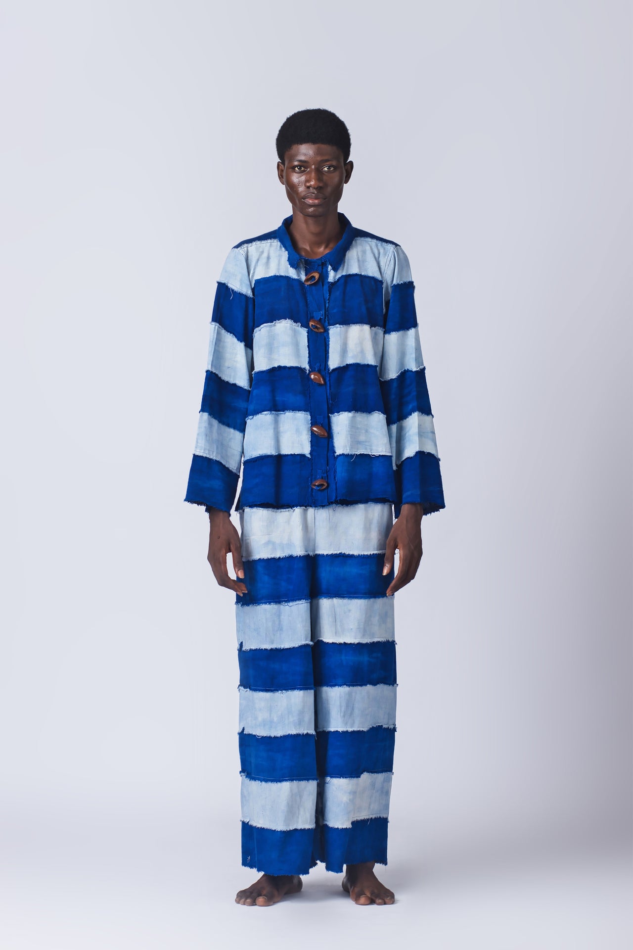 DADA COTTON PATCHED STRIPED PANT