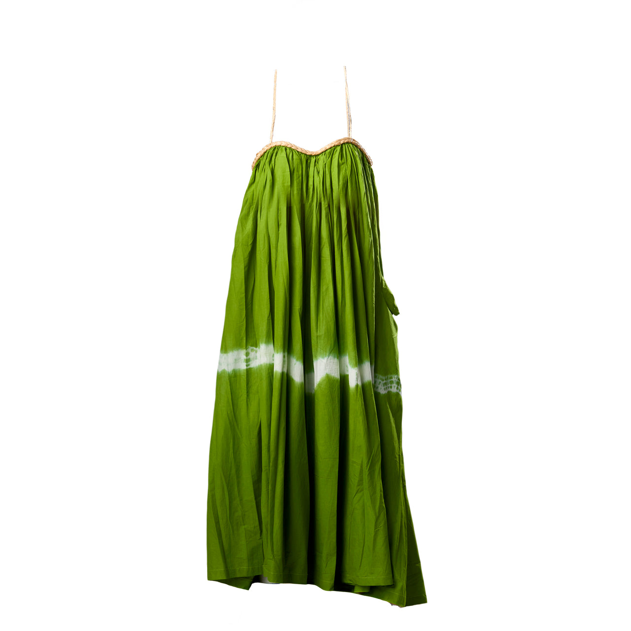 Raffia Strap Gathered Dress (U.S Local Delivery)