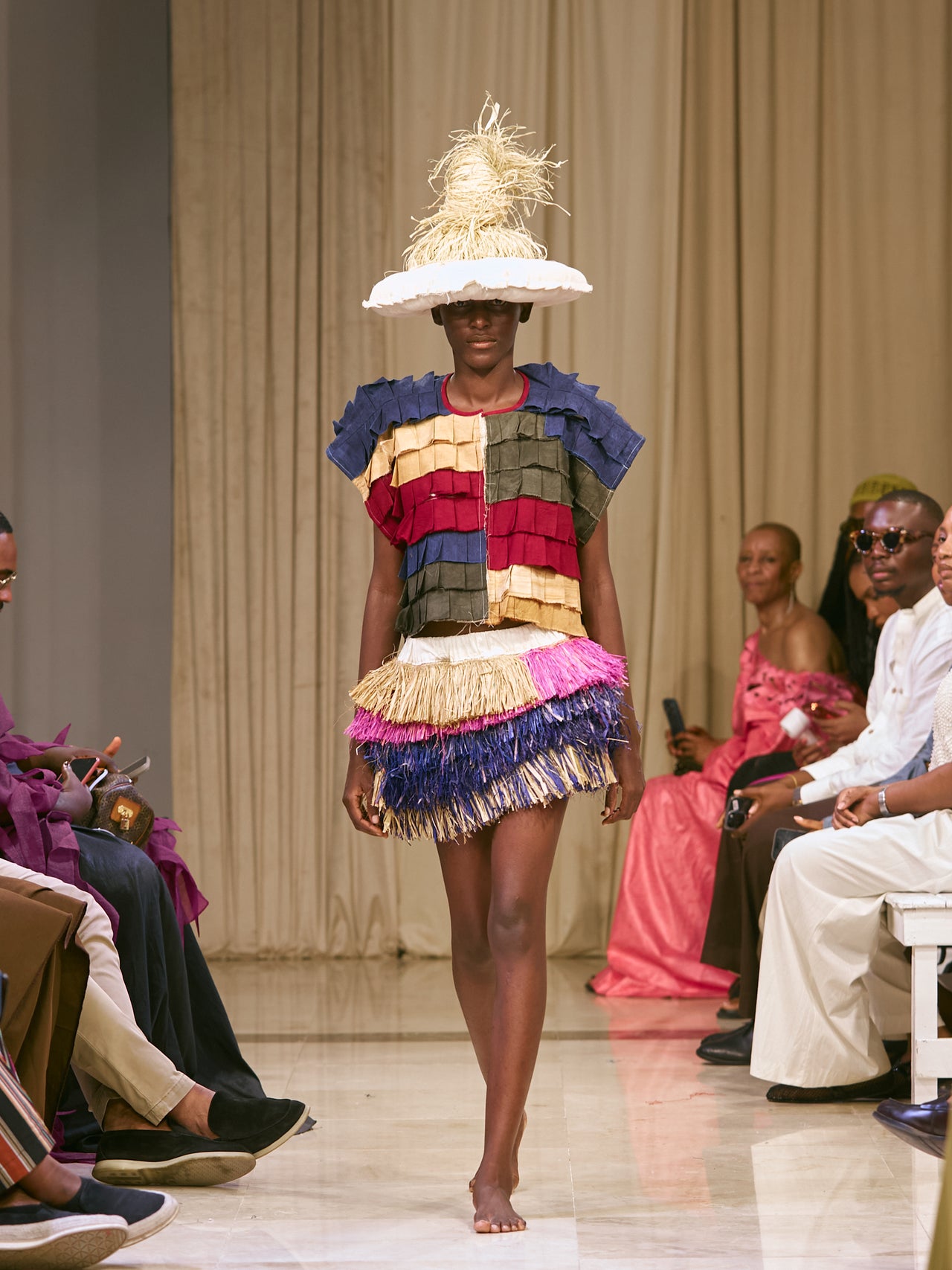 EMÁNA MULTI-COLORED RAFFIA SKIRT