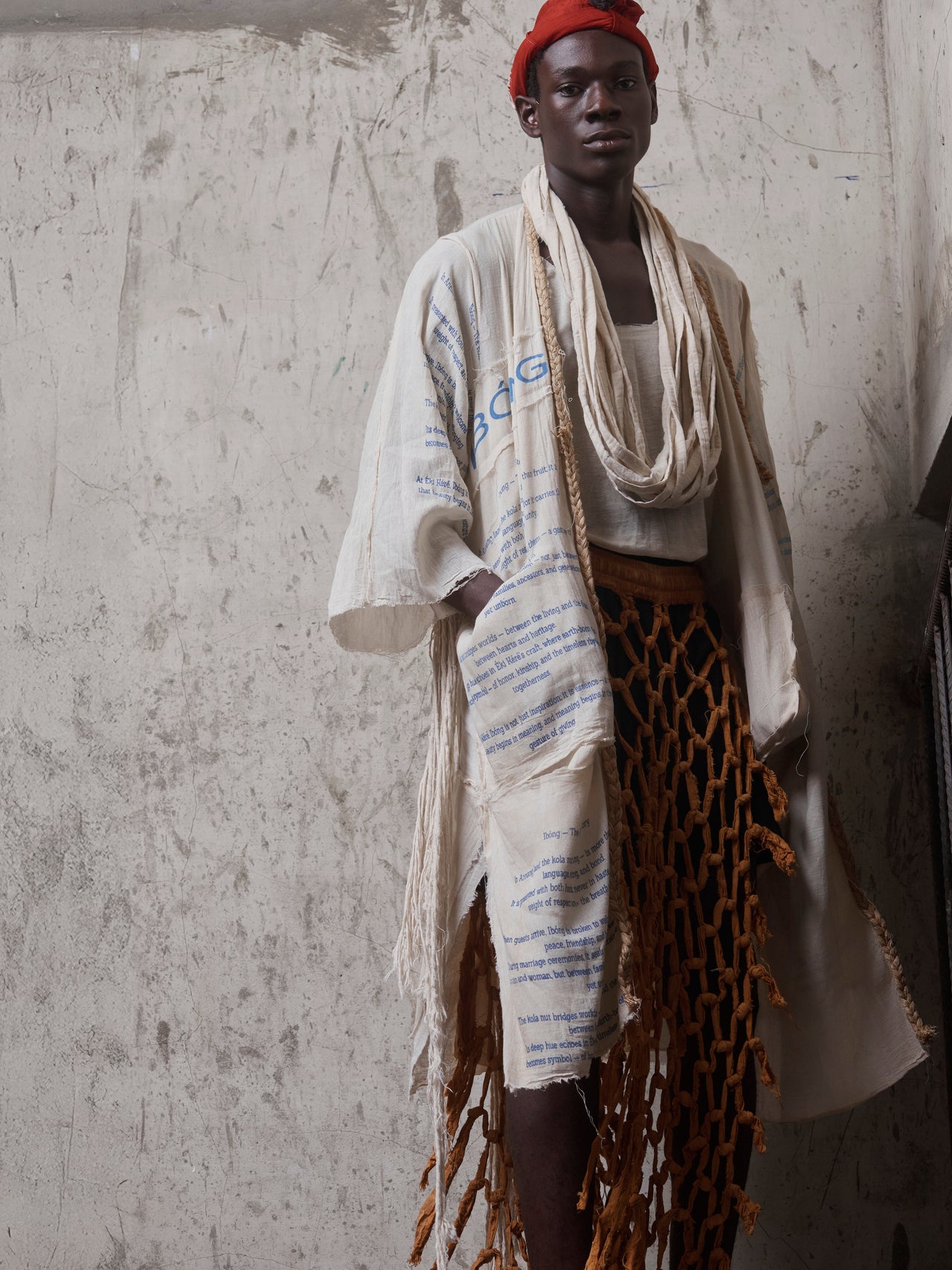 Ibong Script Cotton Kimono