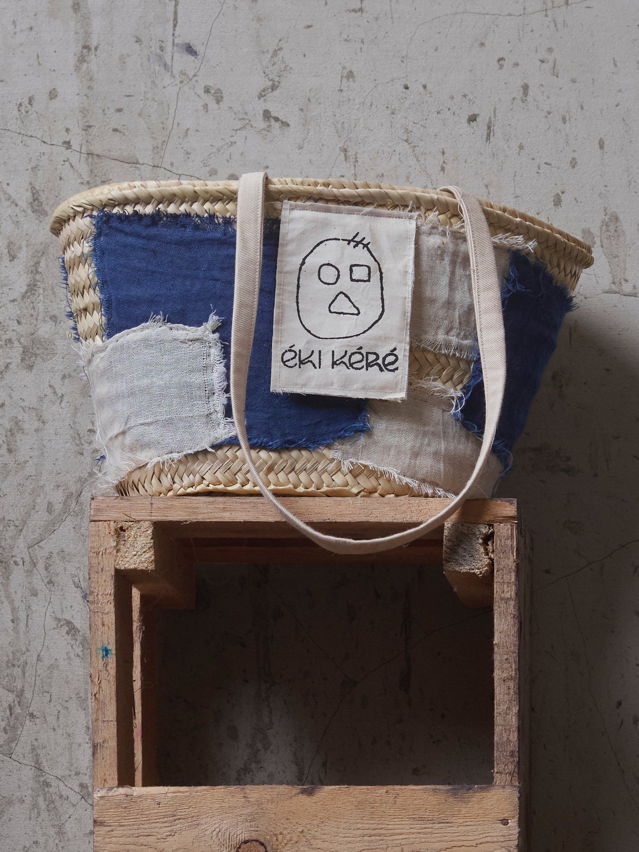 Éki Kéré Mink Patch Raffia Tote Bag