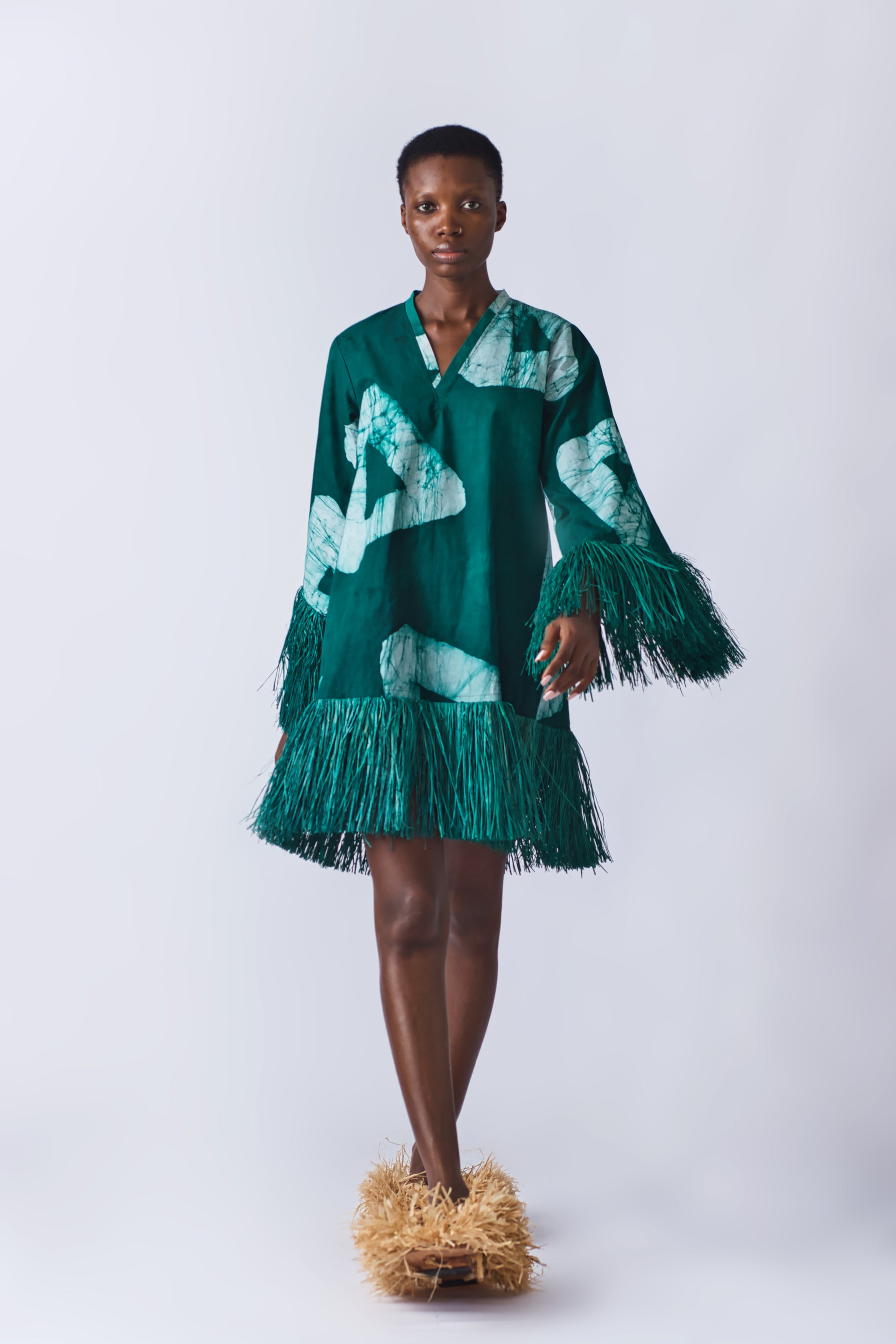 Raffia Doll Mini Dress - Dark Green - Eki kere Raffia Doll Mini Dress - Dark Green - Eki kere
