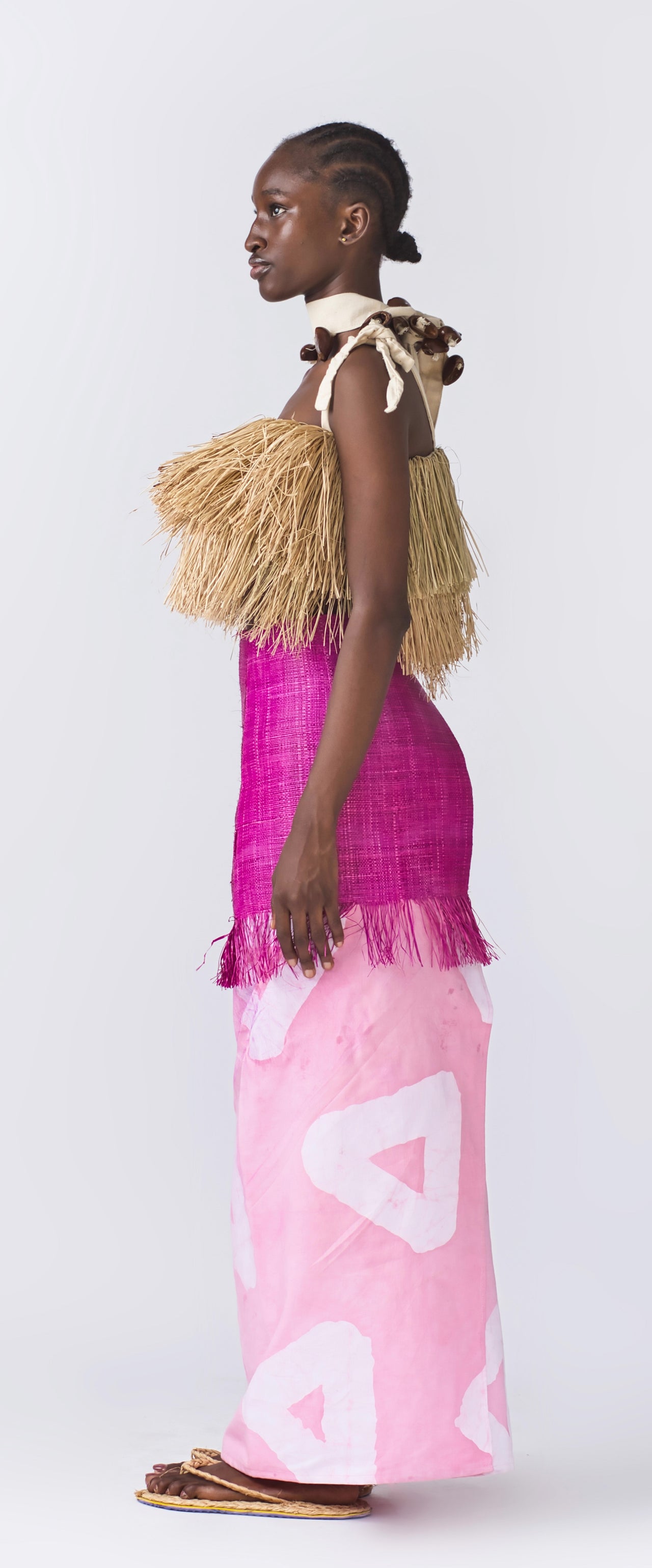 Nkpatak Raffia Wrap Skirt - Pink