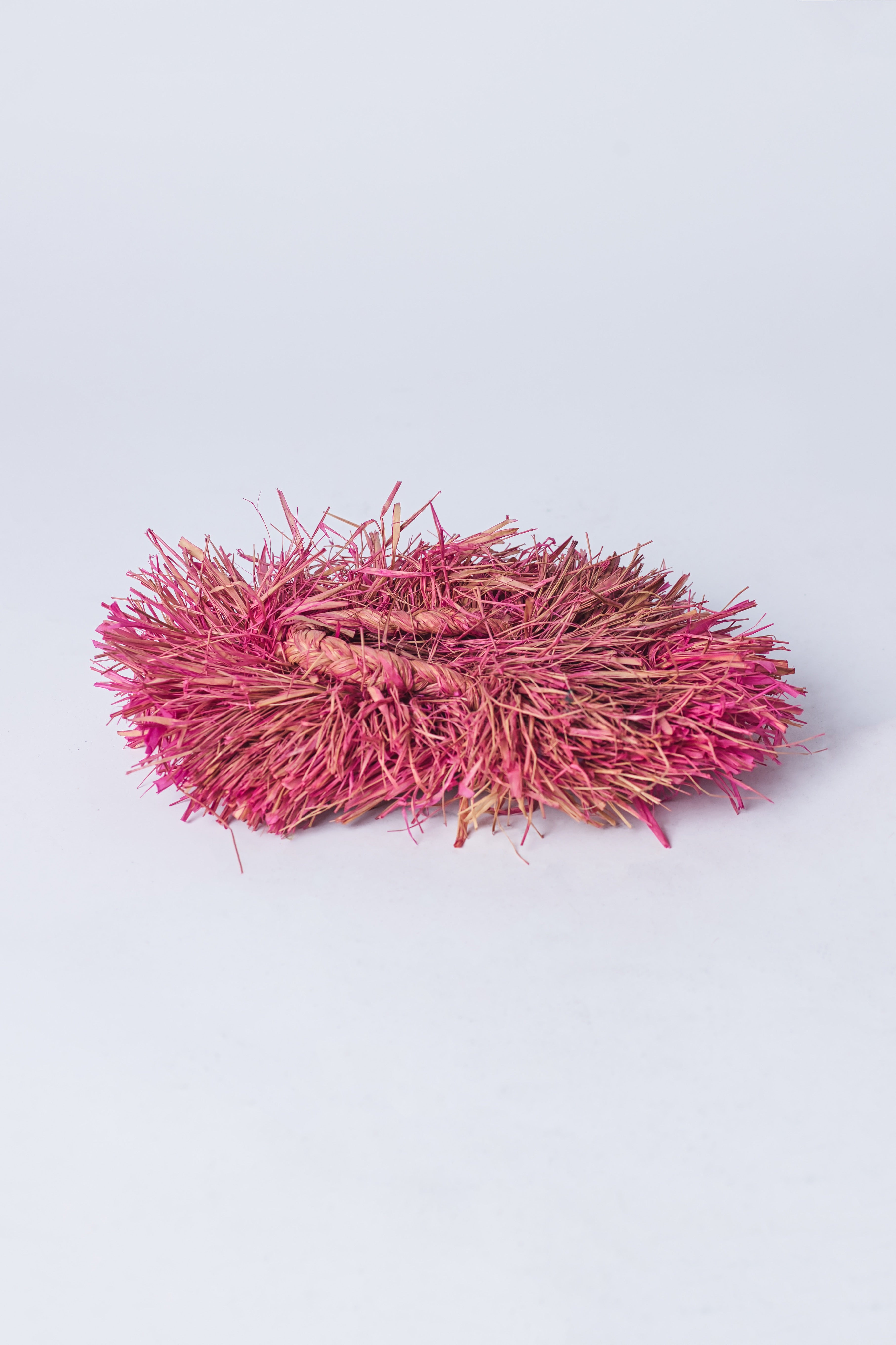 Pink Raffia PomPom Flat Shoe, image 1