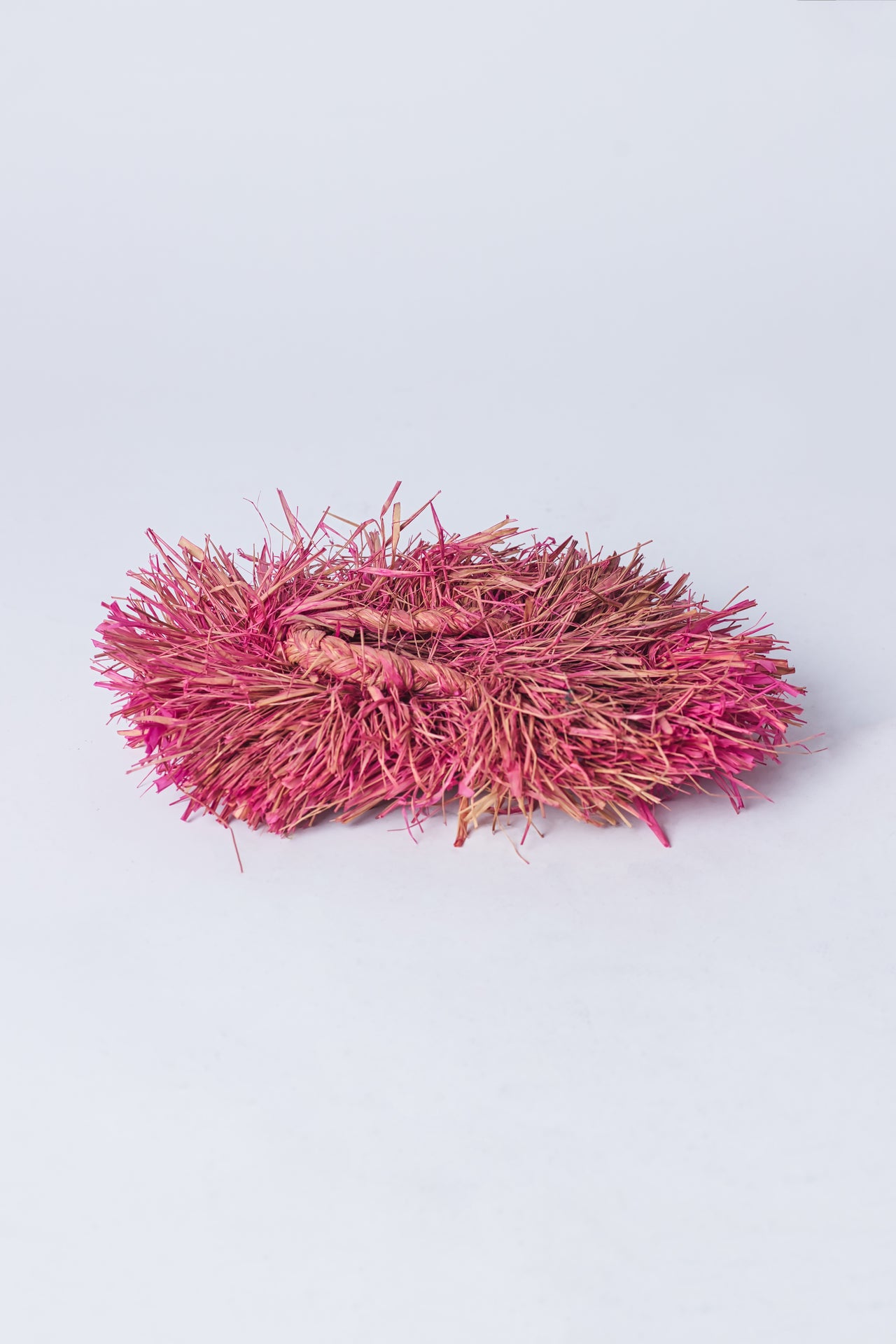 Pink Raffia PomPom Flat Shoe