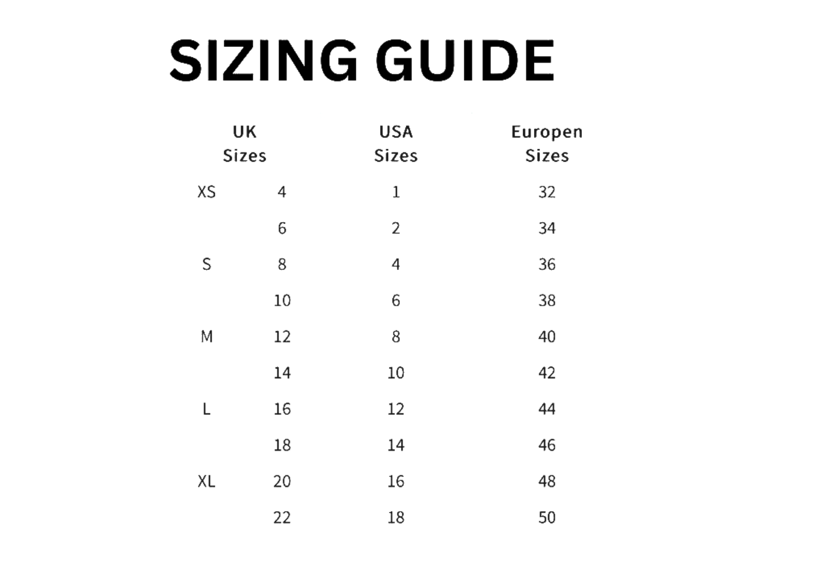Size Guide - Ekikere